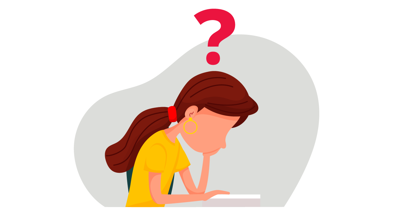 An image of a young person reading a book with a question mark about their head.